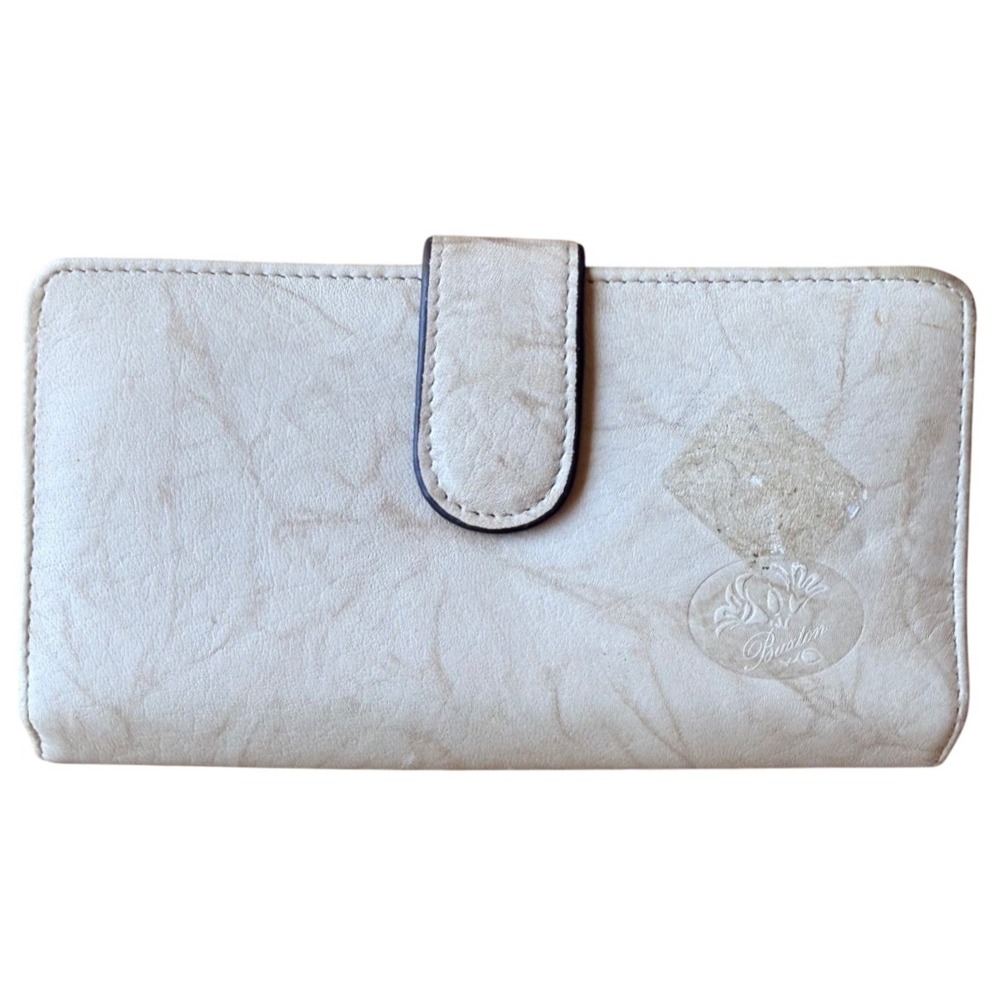 Buxton Beige Genuine Leather Organizer Wallet Zip Around Snap Clutch